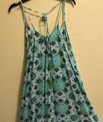 Tiare Hawaii Strappy Beach Green Blue Maxi Dress S