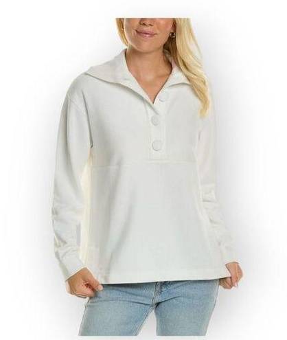 Rebecca Taylor  French Terry pull over long sleeve sweartshirt white