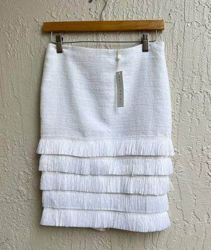 Trina Turk  white fringe pencil skirt 0 new with tags