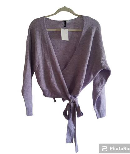 Divided  H&M Wool Blend Wrap Cardigan Sweater Balloon Sleeve 