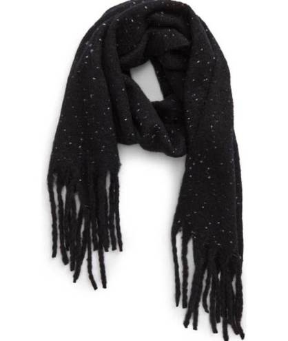 BP  Speckled Fringe Trim Muffler Black White Chunky Oversized Scarf