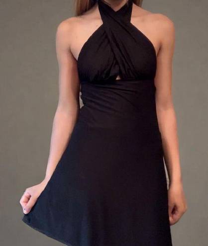 Vix Paula Hermanny VIX Black Halter Tie On Gold Coverup Multiple Style Dress