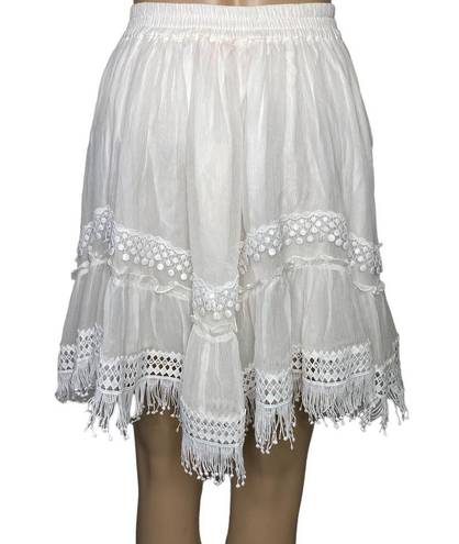 Rococo  Sand Cia Mini Skirt White Crochet Fringe Lace Off White size XS