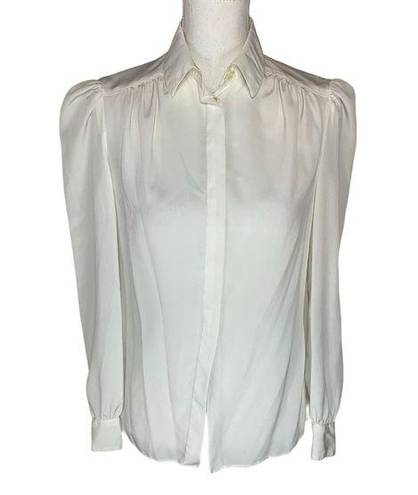 St. John  Vintage Satin Button Down White Shirt 6