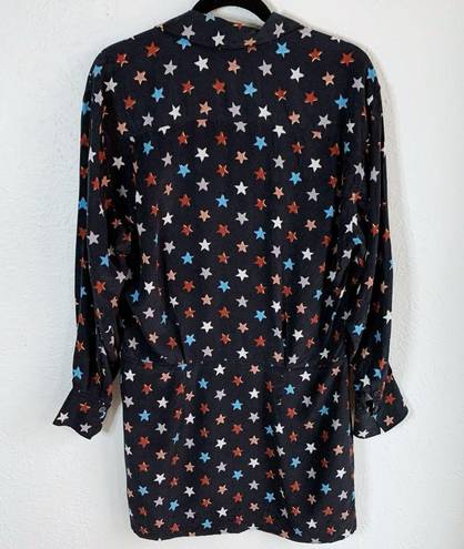 Equipment  Femme Blue Silk Claudette Star Printed Shirt Dress Sz 8