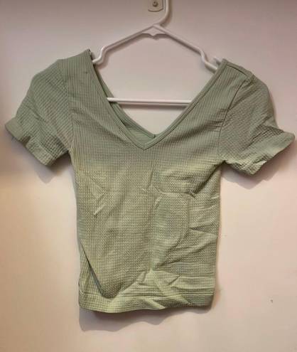 Aura Green V Neck Top