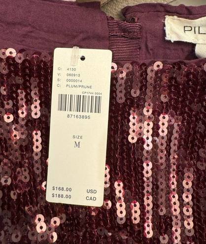 Pilcro  Anthropologie M Sequin Slim Dress With Slit Plum Prune Size Medium NWT