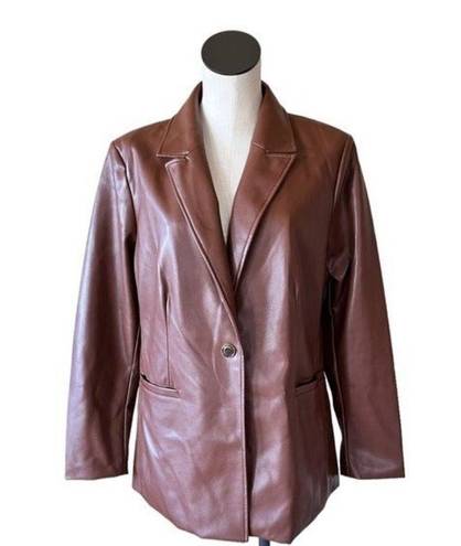 Marc New York NWT  ANDREW MARC FAUX LEATHER ONE BUTTON BLAZER JACKET LARGE