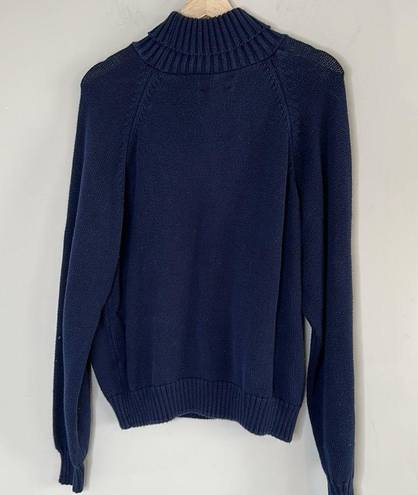 Lands'End 90s Lands’ End America Flag Turtleneck Sweater Navy Cotton