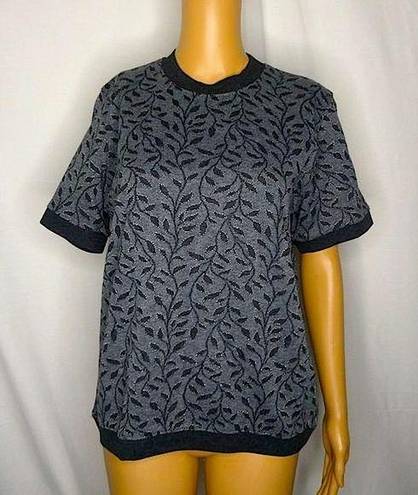 Cathy Daniels  Vines Metallic 1/2 Short Sleeve Sweater Grey Silver Black Small