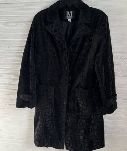 Mulberry Vintage  Street Black Coat Soft Giraffe Print Button Front Jacket Size M