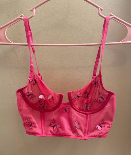 Boutique Pink Butterfly Corset Top