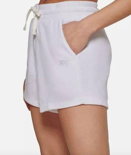 DKNY  Sport Women's White Towel Terry Cloth Drawstring Shorts Size M