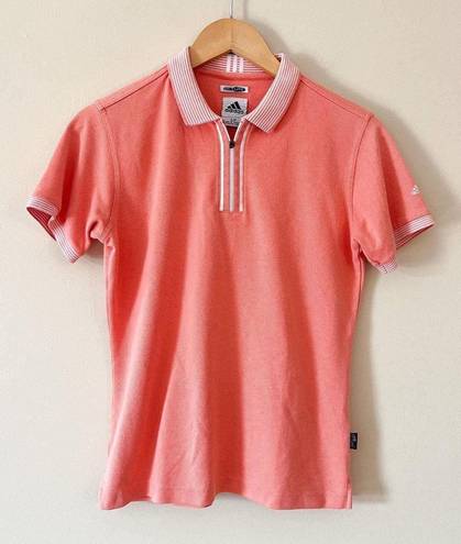 Adidas  Climalite Orange Polo Zip Golf Shirt Size Small