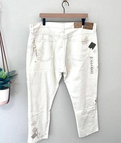 Polo NWT  Ralph Lauren Avery Boyfriend Jean In Beaded Ivory Size 24