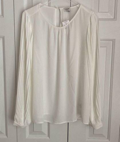 J.Crew  Factory Pleated-sleeve Top Cream White Size M NWT