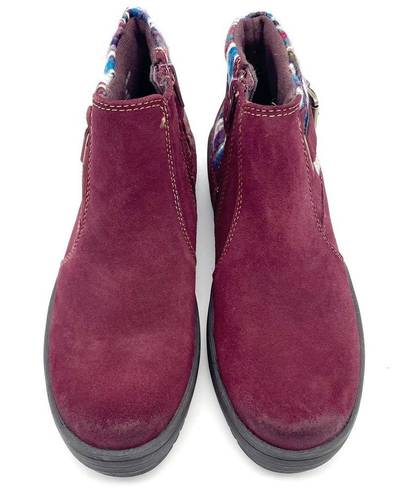 Earth Origins  Tate Bootie Burgundy Suede Boho Knit Ankle Boot Women’s Size 9