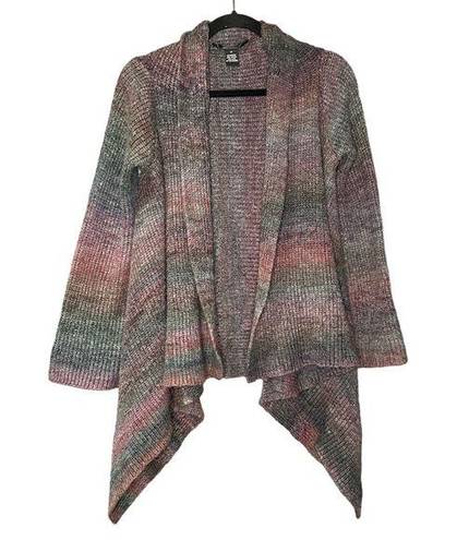 89th and Madison  Rainbow Marled Open Front Waterfall Cardigan Size Medium