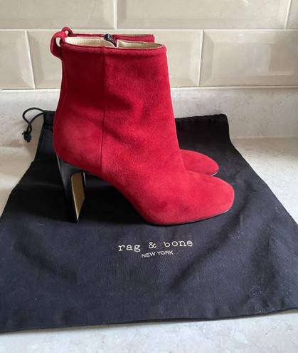 Rag and Bone Red Suede Ankle Boots