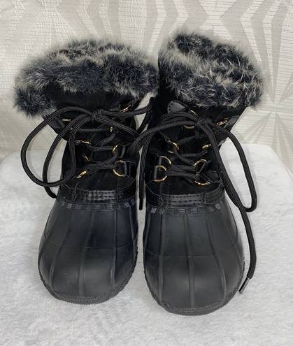 Tommy Hilfiger Woman’s Black Fur Lined Duck Snow Boots