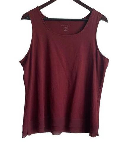 Coldwater Creek  Women Top Sleeveless 1X Rust Layer Tank Closet Staple Neutral