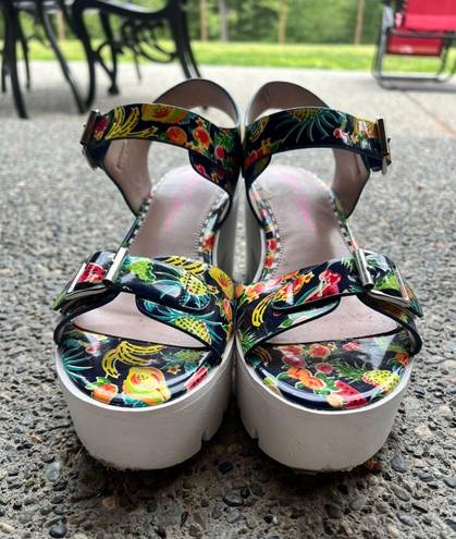 Betsey Johnson Fruit Pattern Platform Sandals