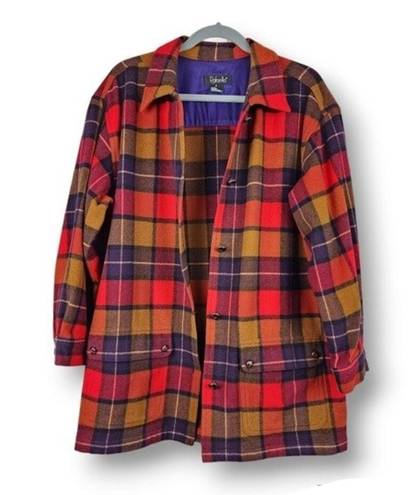 Rafaella  Shacket Wool Blend Plaid Jacket Button Front Flannel Shirt Pockets Sz M