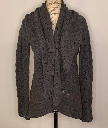 CAbi  #720 Circle knit cardigan sweater shawl collar open front draped M