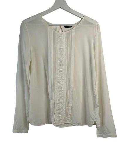 Massimo Dutti  Size L Blouse Top Silk Front Jersey Back Shirt Long Sleeve Women's