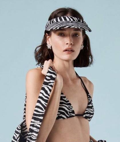 Lele Sadoughi NWT  x Solid & Striped Collab Zebra Visor Animal Print Furry Fuzzy