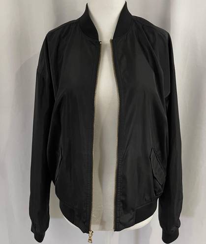 EXPRESS Ruched Back Full Zip Bomber Jacket Black