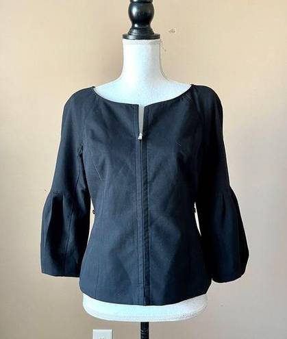 Magaschoni  | Black Balloon Sleeve Full Zip Blazer Jacket Sz S