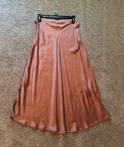 pink silk maxi skirt Size M