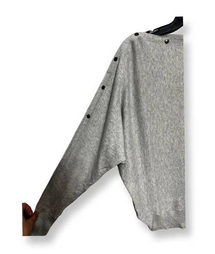 ALLSAINTS Womens Pullover Sweater Gray Heathered Studded Boat Neck Cotton S New