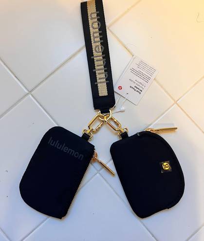 Lululemon Dual Pouch Wristlet Black Gold Brand New