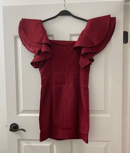 TCEC | NWOT | Square Neck Ruffle Sleeve Dress | S | Burgundy | CD02485