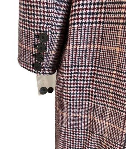 Free People  Menswear Hailey Wool Coat in Burgundy Houndstooth Check Size S NWOT