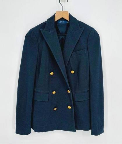 Polo  Ralph Lauren Double Breasted Knitted Blazer Peak Lapel Navy Blue Women's 0