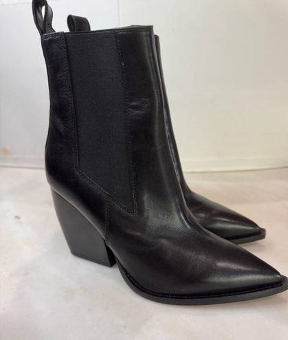 ALLSAINTS  Ria leather Wedge Chelsea Boot in Black size 6