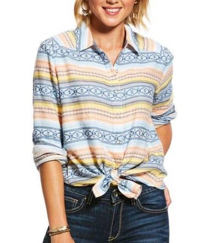 Ariat  Spotlight Shirt Serape Jacquard Southwestern Pastel Stripe Button Up MED