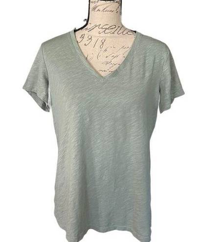 Felina  Heathered Green V Neck Short Sleeve Shirt Size Large