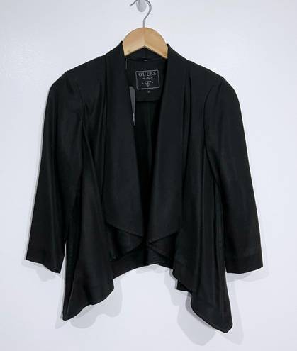 Guess Lyocell Drape Front Open Jacket In Black Size Small