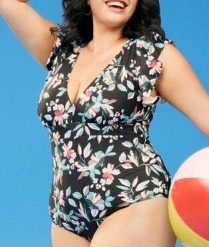 Modcloth NEW NWT  The Kelsie One Piece Swimsuit Floral Black Blue Floral Padded