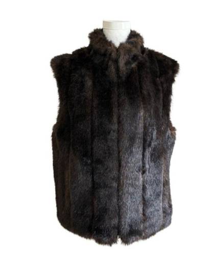 Gallery  Women Vest Brown Faux Fur Pockets Vest Coat Size Medium