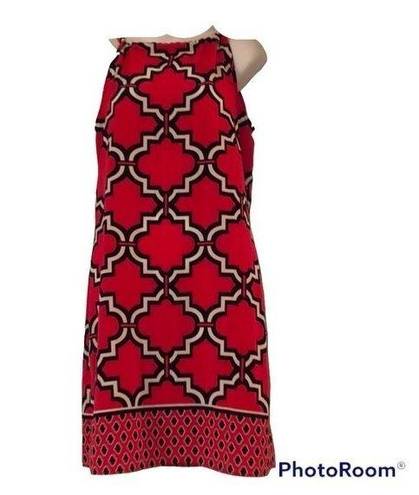 Crown & Ivy  Sz S Geo Print Fuchsia White Navy Halter Tie Dress