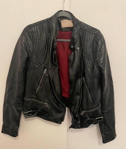 Free People Black Moto Leather Jacket