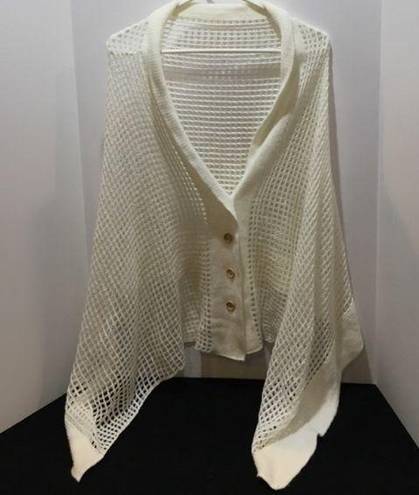 Buttons Acrylic Button Up Shawl with Wood , Cream