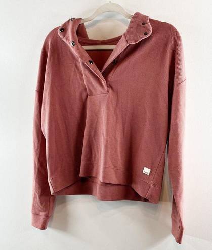 Vuori  Bayview Thermal Waffle Hoodie Pullover Sweatshirt Rosewood Pink XS