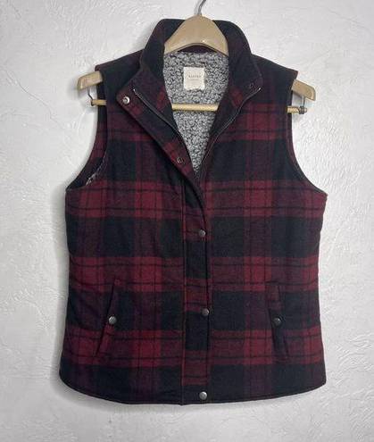 Harper  Boutique Vest Size Small Plaid Full Zip Faux Fur Fleece Sleeveless