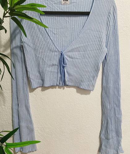 Cotton On front tie rib tie sweater/cardigan baby blue coquette core